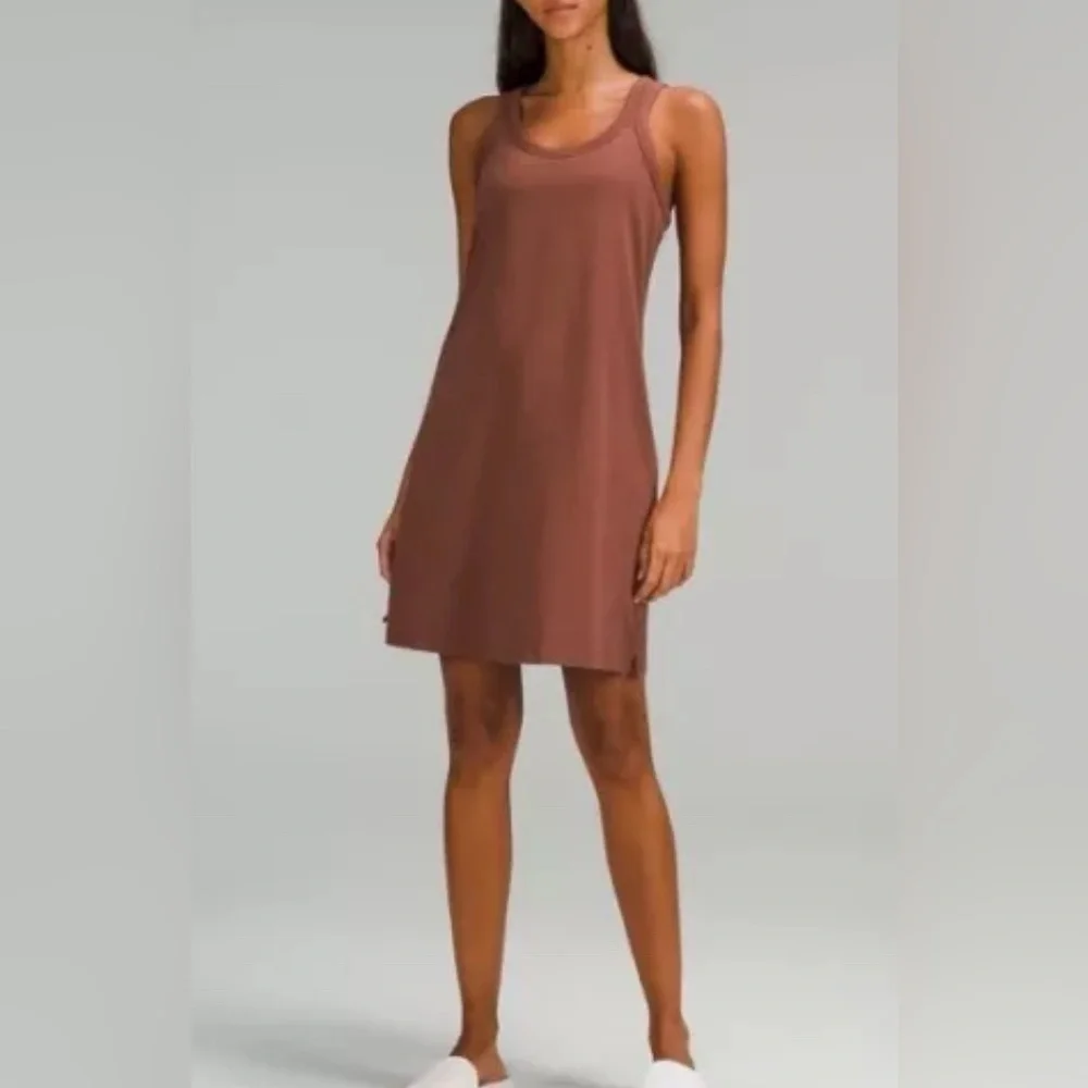 Lululemon Scoop Sleeveless Dress Classic Fit Cotton Blend Coastal Brown Size S